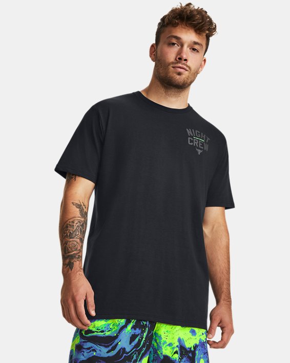 Men's Project Rock Night Crew Short Sleeve in Black image number 0